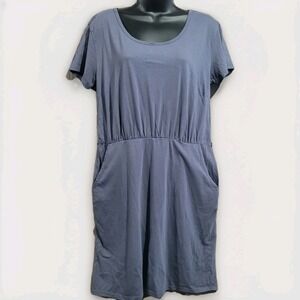 PACT Organic Cotton T-Shirt Dress Size L Gray Minimalist Sustainable NO BELT